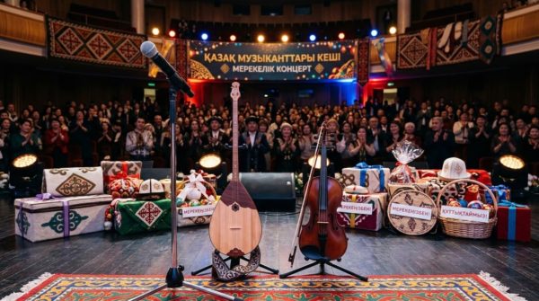 Подарки музыкантам, артистам и певцам в Казахстане: сувенирная атрибутика и предметы для сцены микрофон, домбра, скрипка